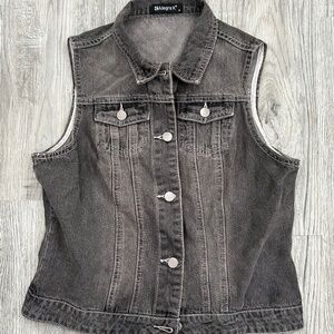 Allegra Black Denim Button Up Vest Sz M